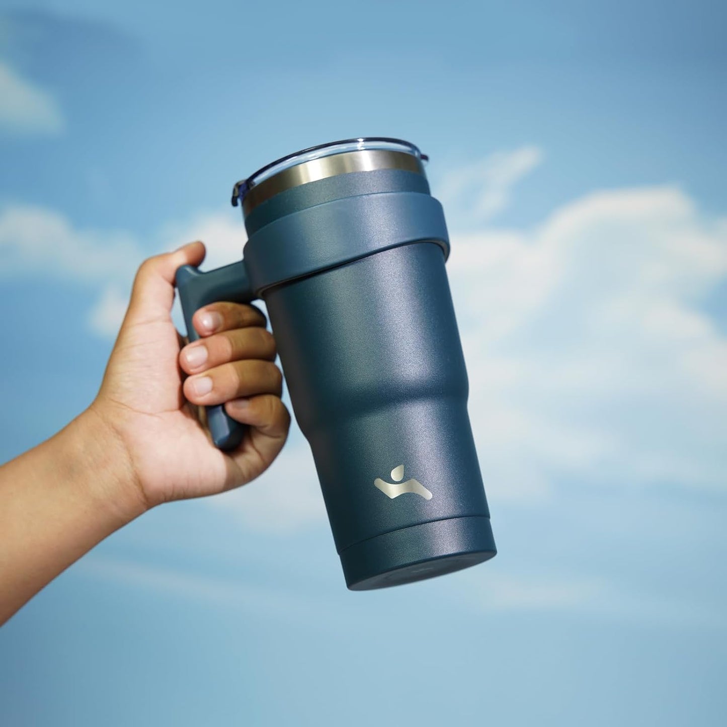 Konokyo 20 oz Tumbler with Handle and 2 Straw 2 Lid, Insulated Water Bottle Stainless Steel Vacuum Cup Reusable Travel Mug,Black