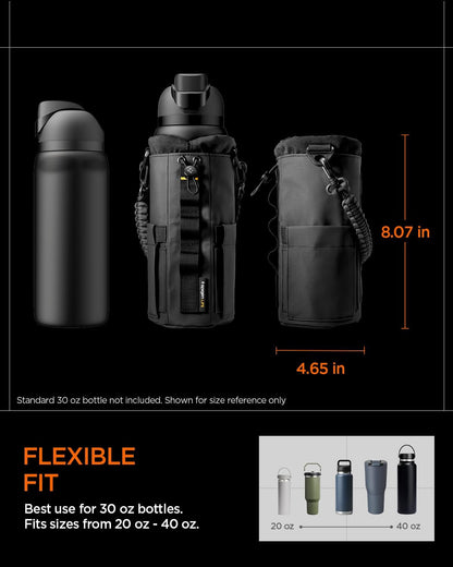 Spigen Life Magnetic Gym Bag for Men Tumbler Carrier Holder Bag for 20oz–40oz Water Bottles w/Molle System, Phone Pocket, Drawstring/Cord Lock, D-Ring Strap, Waterproof