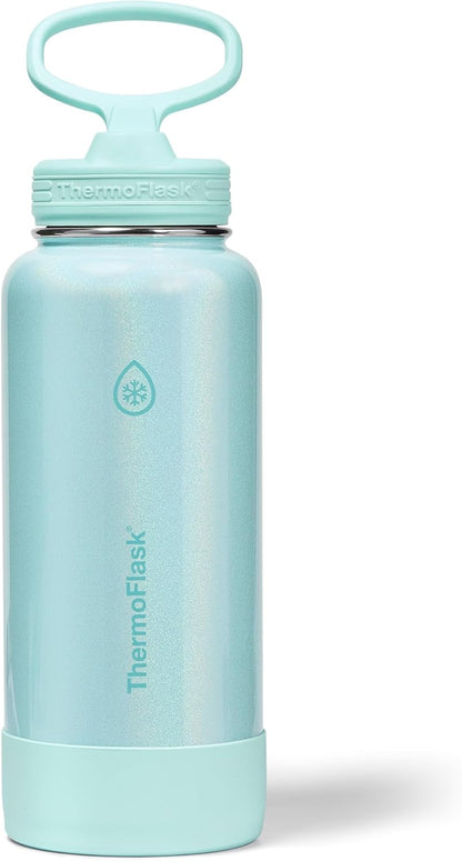 ThermoFlask Insulated Water Bottle with Spout Lid (24 oz, Lemonade Stand) - Leakproof, Stainless Steel Water Bottle for Cold & Hot Drinks, Travel & Daily Hydration