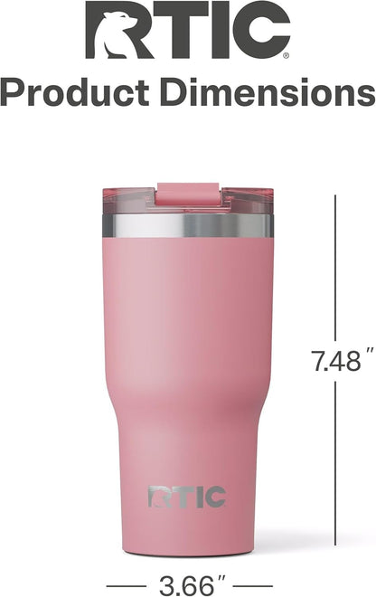 RTIC 20oz Essential Tumbler with Lid, Ceramic Lined, Insulated, Stainless Steel, Metal, Double Wall Vacuum-Insulation, Travel Cup for Iced Coffee, Tea, Hot and Cold Drink, Graphite