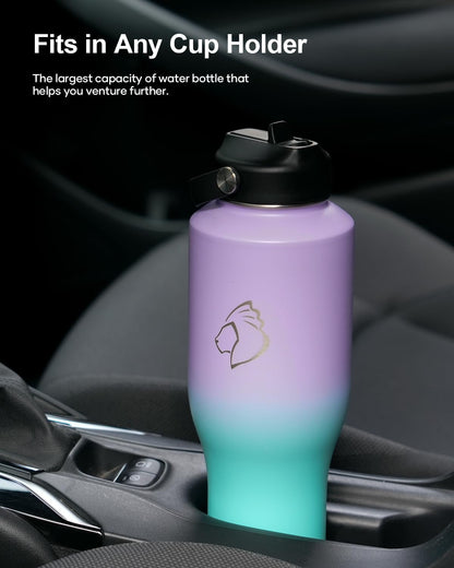 BUZIO 40oz Insulated Water Bottle Fits in Any Car Cup Holders, 40oz Vacuum Insulated Tumbler with Lids and Straw for Water, Travel Mug Cupholder Friendly, Leakproof Keep Cold & Hot, Indigo Crush