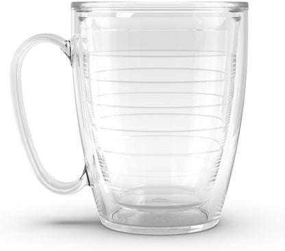 Tervis Clear & Colorful Tabletop Made in USA Double Walled Insulated Tumbler Travel Cup Keeps Drinks Cold & Hot, 16oz Mug, Clear