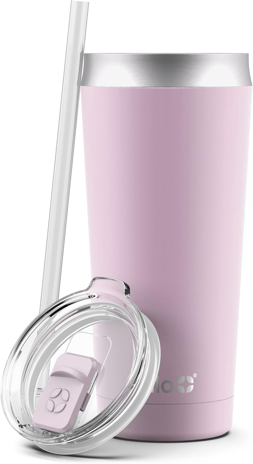 Ello Beacon Vacuum Insulated Stainless Steel Tumbler with Slider Lid and Optional Straw