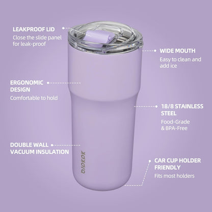 BJPKPK Insulated Tumbler,20oz Stainless Steel Tumbler with lid,Double Wall Travel Coffee Mug Thermal Cup,Keep Drinks Cold and Hot,Lavender
