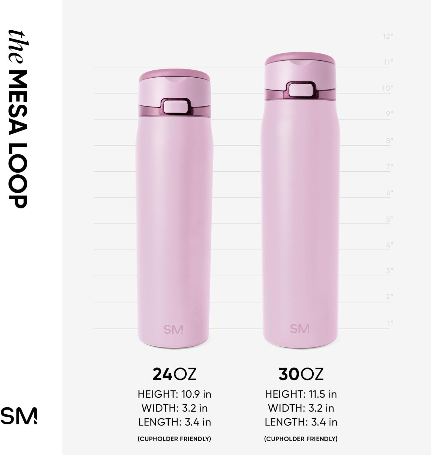 Simple Modern Mesa Loop Water Bottle with Covered Straw and Handle | 24oz Cup Holder Friendly Insulated Stainless Steel Bottles for Travel, Sports and School | Iris Sage - Colors A