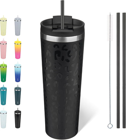 BJPKPK 22oz Insulated Tumbler With lid And Straw Stainless Steel Tumblers Travel Coffee Mug Reusable Thermal Cup,Sky