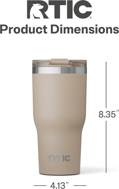RTIC 20oz Essential Tumbler with Lid, Ceramic Lined, Insulated, Stainless Steel, Metal, Double Wall Vacuum-Insulation, Travel Cup for Iced Coffee, Tea, Hot and Cold Drink, Graphite