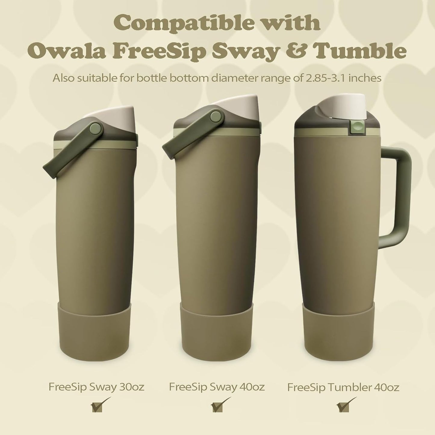 2PCS Silicone Boots for Owala 30oz & 40oz FreeSip Sway Bottles & Tumblers – Non-Slip, Scratch-Resistant, Stability Enhancer for Owala Accessories (Eucalyptus Green) - Colors B
