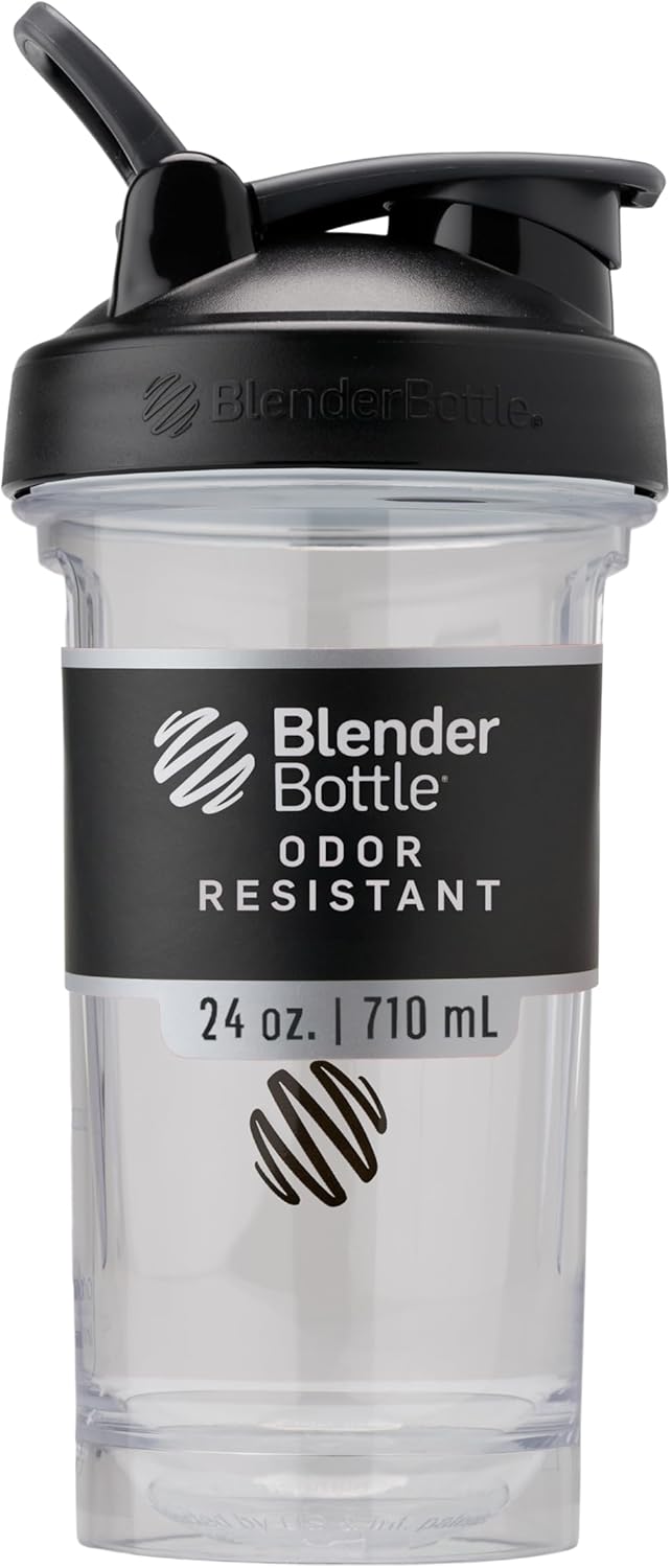 BlenderBottle Shaker Bottle Pro Series Perfect for Protein Shakes and Pre Workout, 24-Ounce, Black