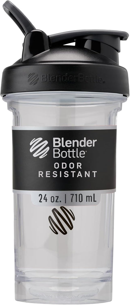 BlenderBottle Shaker Bottle Pro Series Perfect for Protein Shakes and Pre Workout, 24-Ounce, Black