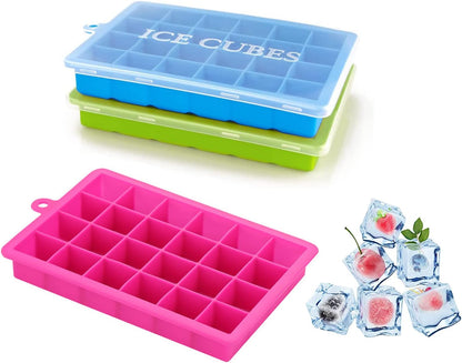 TAO CICADA Ice Cube Tray, 3 Pack Silicone Ice Cube Molds, Ice Cube Trays, Silicone Ice Trays, Easier to Release, BPA Free for Alcohol/Coffee/Beverages (Pink, Light blue, Purple)