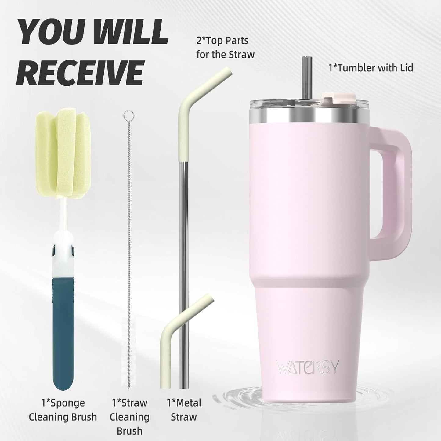 40 oz Tumbler with Handle,Tumbler with Lid and Straw,Double Wall Insulated Cup Stainless Steel Travel Mug(Cold for 34 Hours),Water Bottle for Iced Tea,Coffee,Cold Beverages(Purple)