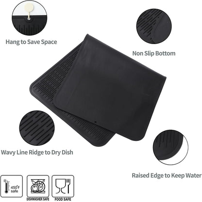MicoYang Silicone Dish Drying Mat for Multiple Usage,Easy clean,Eco-friendly,Heat-resistant Silicone Mat for Kitchen Counter,Sink,Bar,Bottle,or Cup Green M 17 inches x 6 inches