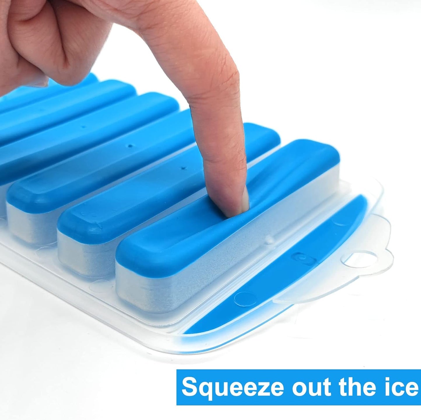Medsuo Ice Cube Tray Bottle Ice Stick Trays Bottom Silicone Easy Release Reusable Long Ice Cube with No Spill Removable Lid Ideal for Sports and Water Bottles Jugs Whiskey Cocktail - Blue