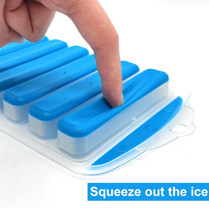 Medsuo Ice Cube Tray Bottle Ice Stick Trays Bottom Silicone Easy Release Reusable Long Ice Cube with No Spill Removable Lid Ideal for Sports and Water Bottles Jugs Whiskey Cocktail - Blue