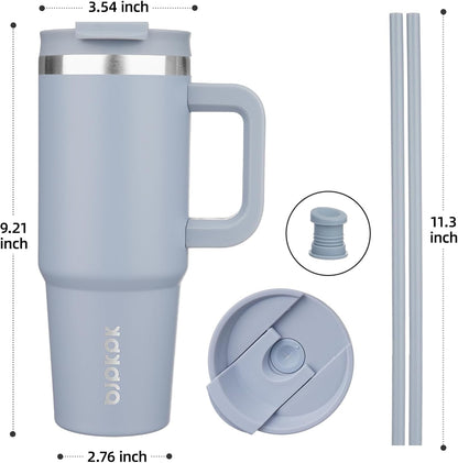 BJPKPK 30oz Stainless Steel Insulated Tumbler With Handle And Lid Straw Travel Coffee Mug Thermal Cup,Black
