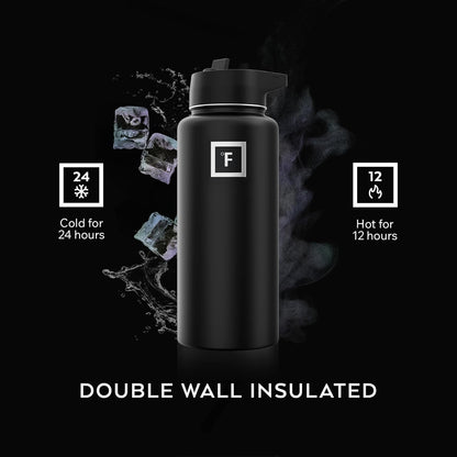 IRON °FLASK Camping & Hiking Hydration Flask with Straw, Wide Mouth Insulated Stainless Steel Sports Water Bottle - 22 oz Aurora