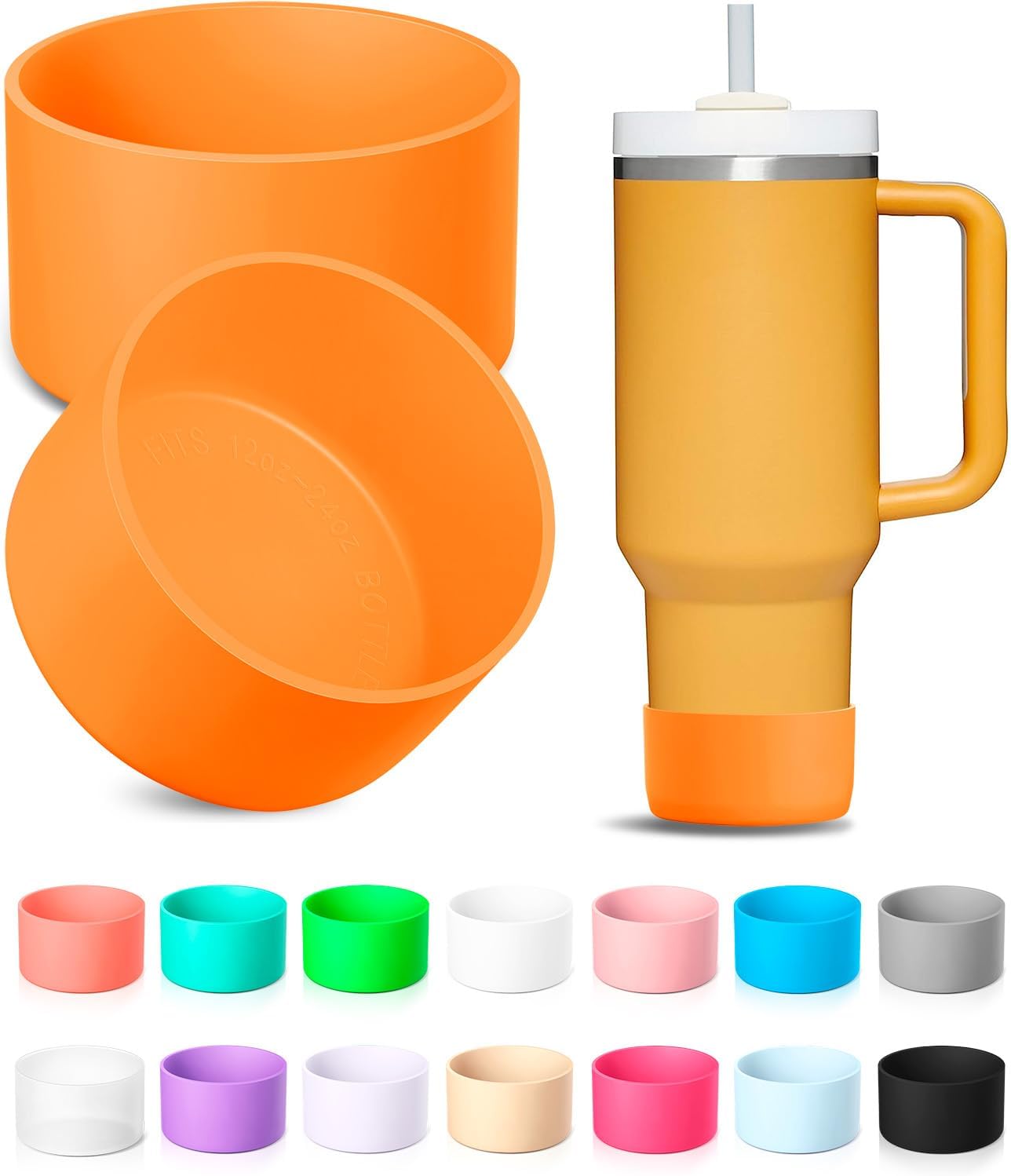 KTKUDY 2Pcs Silicone Boot for Stanley Quencher Tumbler 30 oz 40 oz & IceFlow 20 oz 30 oz & Fit Owala Freesip Water Bottle & Fit Hydro Flask & More - Cup Bottom Accessories Fit Stanley Cup