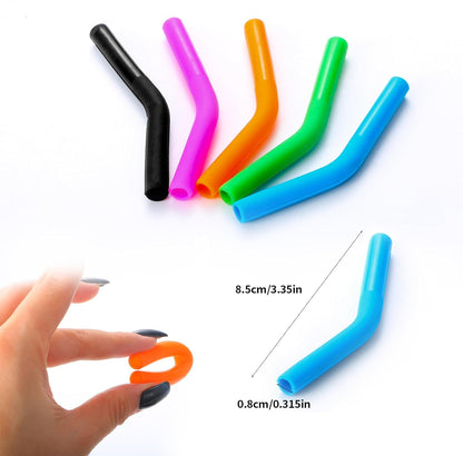Lazycorner 16 Pcs Metal Straw Reusable 8.5" 10.5" 6mm Stainless Steel Straws for Tumblers 20oz-32oz, Rainbow Drinking Straws with Silicone Tips, 4 Straw Cleaner Brush, 1 Travel Case