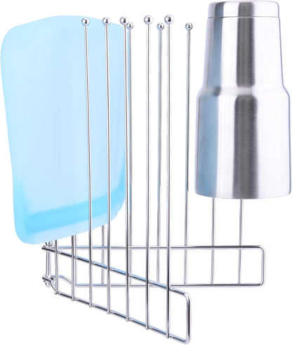 Foldable Bottle Drying Rack, Reusable Storage Bag Drying Rack, SUS 304 Stainless Steel Dryer Stand for Water Bottle Cup Mug Tumbler Cutting Board Lids