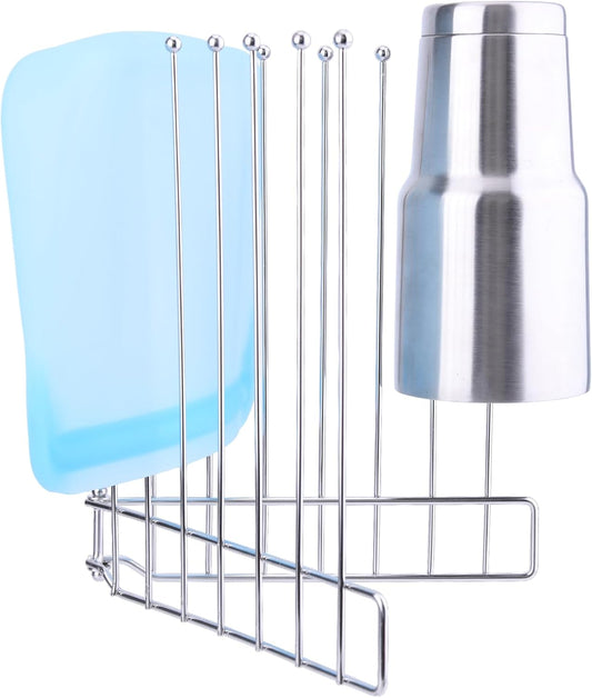 Foldable Bottle Drying Rack, Reusable Storage Bag Drying Rack, SUS 304 Stainless Steel Dryer Stand for Water Bottle Cup Mug Tumbler Cutting Board Lids
