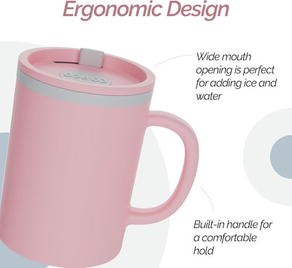 Copco Iconic 16oz Double Wall Insulated Desk Mug with Lid & Handle, Set of 2, BPA-Free Reusable Plastic, Spill-Resistant, Microwave & Dishwasher Safe, Wide Mouth (Grey)