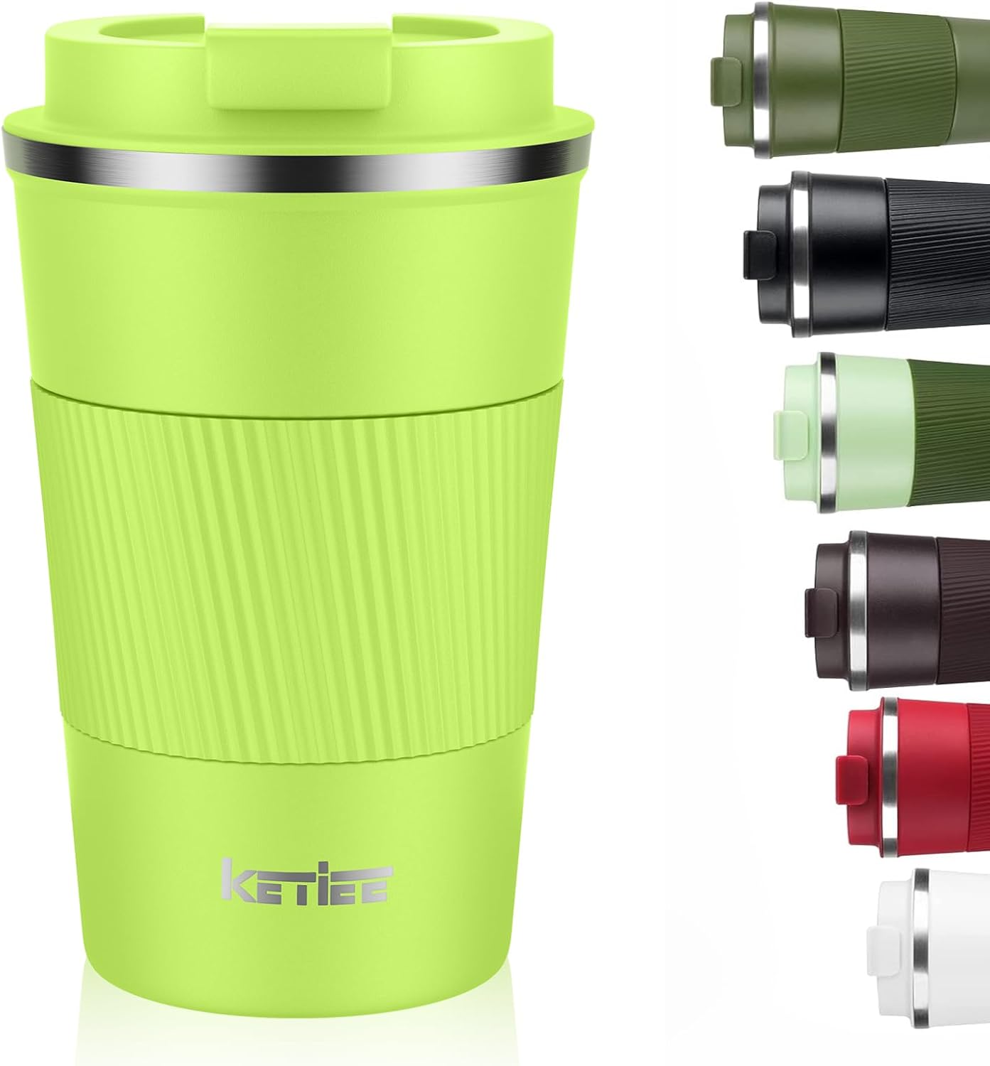 KETIEE Travel Coffee Mug Spill Proof 12oz, Insulated Travel Mug to Go, Reusable Coffee Cup with Seal Lid, Vacuum Stainless Steel Tumbler for Hot/Cold Drinks (Red)