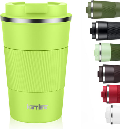 KETIEE Travel Coffee Mug Spill Proof 12oz, Insulated Travel Mug to Go, Reusable Coffee Cup with Seal Lid, Vacuum Stainless Steel Tumbler for Hot/Cold Drinks (Red)