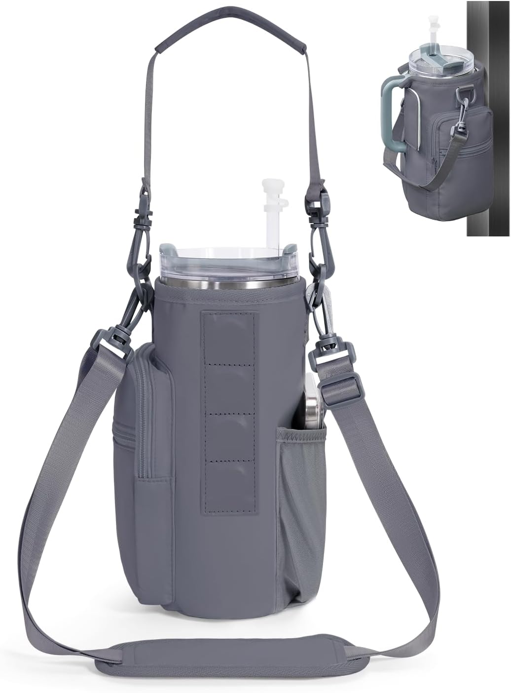 sportsnew Magnetic Gym Bag for Women Men, Crossbody Insulated Cup Sleeve Water Bottle Carrier Holder with Strap for 40oz Tumbler with Handle, 4 Built-in Magnets Small Gym Bag for Workout, Walking