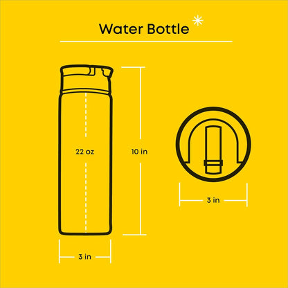 JoyJolt Triple Insulated Water Bottle with Straw Lid AND Flip Lid! 22oz Water Bottle, 12 Hour Hot/Cold Vacuum Insulated Stainless Steel Water Bottle. BPA-Free Leakproof Water Bottles - Thermos Bottle