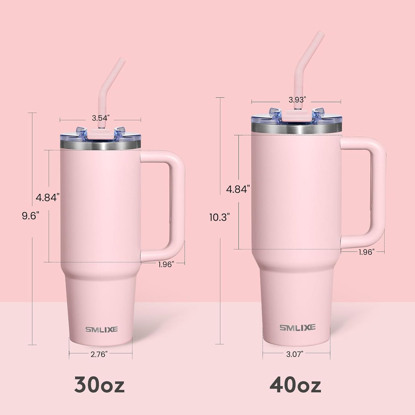 40 oz Tumbler with Handle and Straw Lid,Insulated Reusable Stainless Steel Water Bottle Travel Mug，Cupholder Friendly Double Wall Vacuum Sealed Cup (Black)