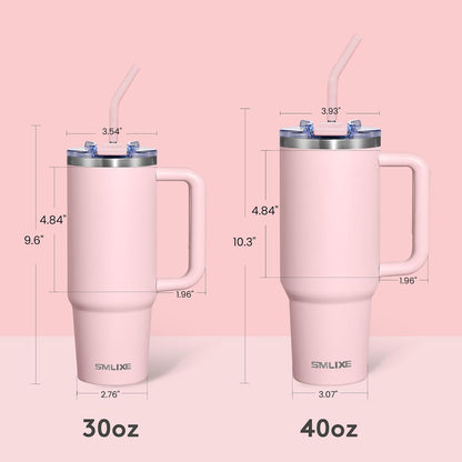 40 oz Tumbler with Handle and Straw Lid,Insulated Reusable Stainless Steel Water Bottle Travel Mug，Cupholder Friendly Double Wall Vacuum Sealed Cup (Black)