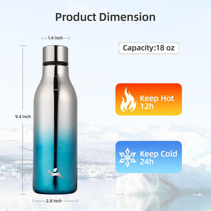Konokyo Insulated Water Bottle with Strap,18 oz Double Wall Stainless Steel Vacuum Bottles Metal Water Flask,Macaron Green - Colors B