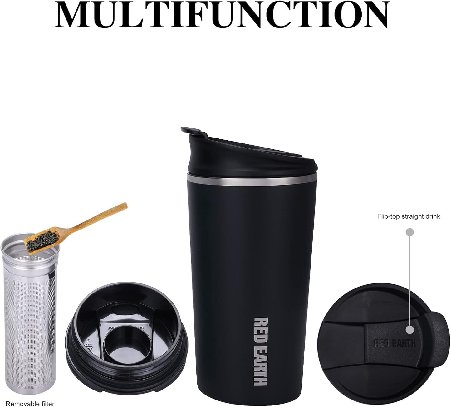 GiNT 17oz Travel Tea Mug with Infuser, 2 Lids. Vacuum Insulated 316 Stainless Steel Coffee Mug. Dishwasher Safe Tea Cup with Strainer for Hot & Cold Brew Coffee. Mothers Day Gifts for Mom (White)