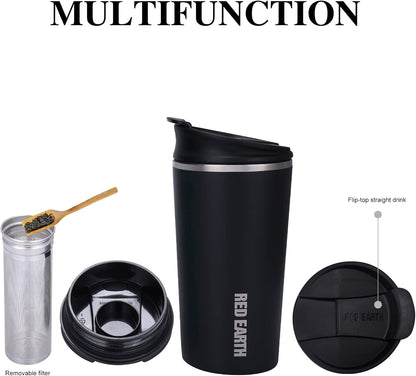 GiNT 17oz Travel Tea Mug with Infuser, 2 Lids. Vacuum Insulated 316 Stainless Steel Coffee Mug. Dishwasher Safe Tea Cup with Strainer for Hot & Cold Brew Coffee. Mothers Day Gifts for Mom (White)