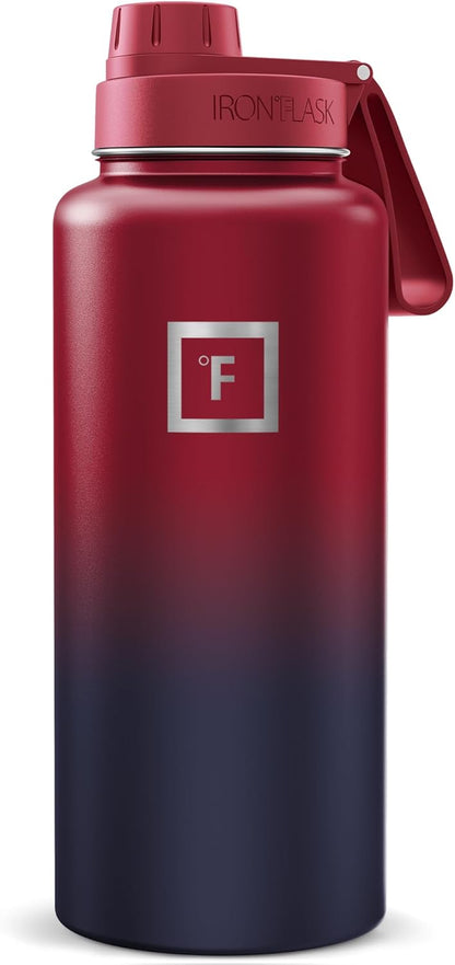 IRON °FLASK Camping & Hiking Hydration Flask with Straw, Wide Mouth Insulated Stainless Steel Sports Water Bottle - 22 oz Aurora