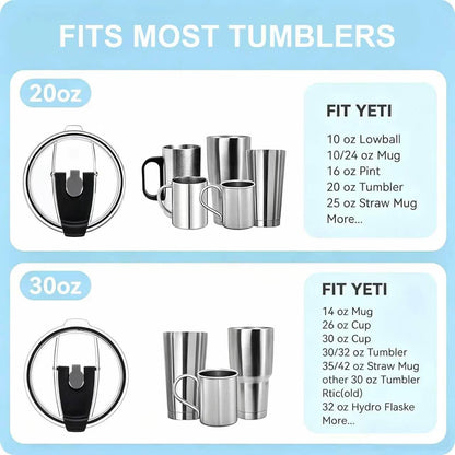 4 Pack 20 oz Tumbler Lids for YETI and More Tumblers,Cup,Travel Coffee Mug Spill Proof Splash Resistant Silicone Sliding Covers(Black)