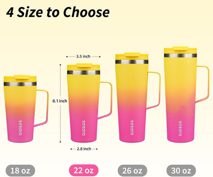 BJPKPK Insulated Tumbler with Handle, 18oz Insulated Tumblers with Lid and Straw, Stainless Steel Metal Water Bottles, Coffee Travel Mugs, Cups, Marshmallow