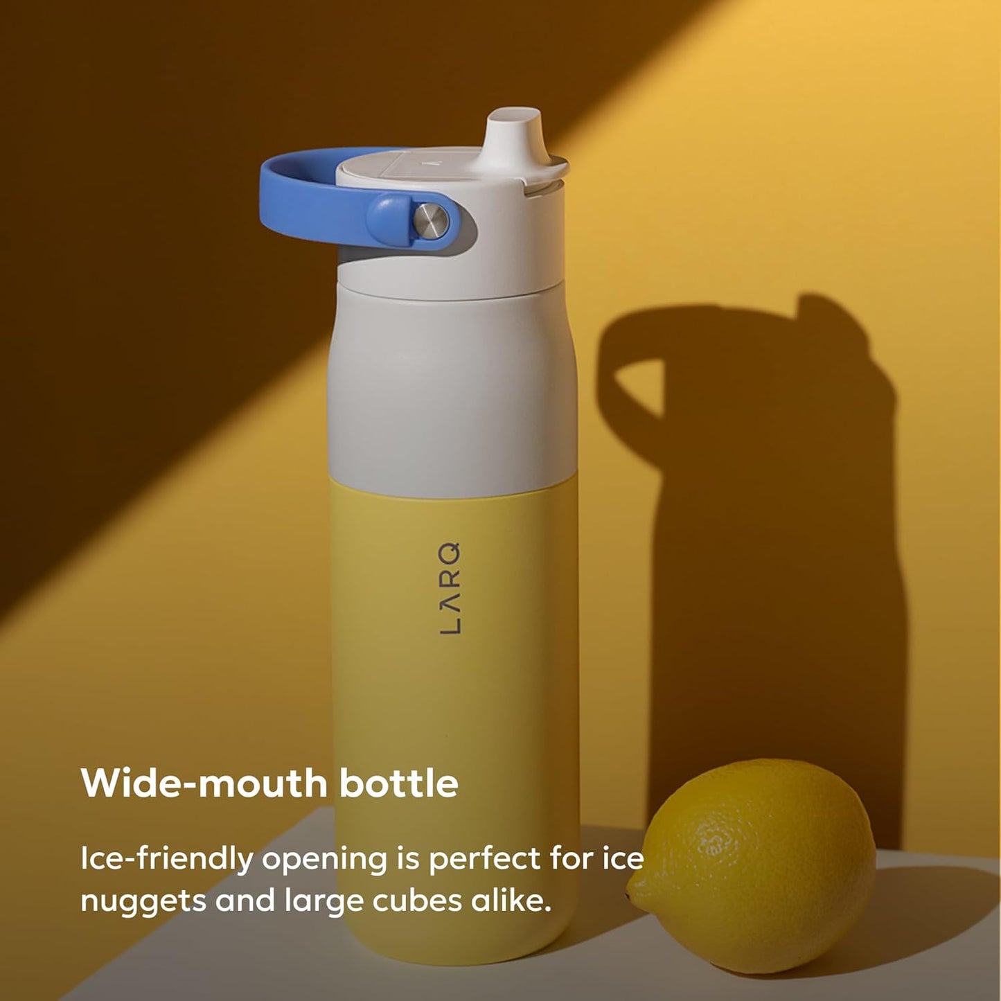 LARQ Swig Top — Insulated Stainless Steel Water Bottle with Straw, Detachable Silicone Handle, Vacuum 24h Cold, BPA-Free Metal Bottle for Gym, Travel, Office, Wide Mouth for Ice — 23 oz, Mojave Dune