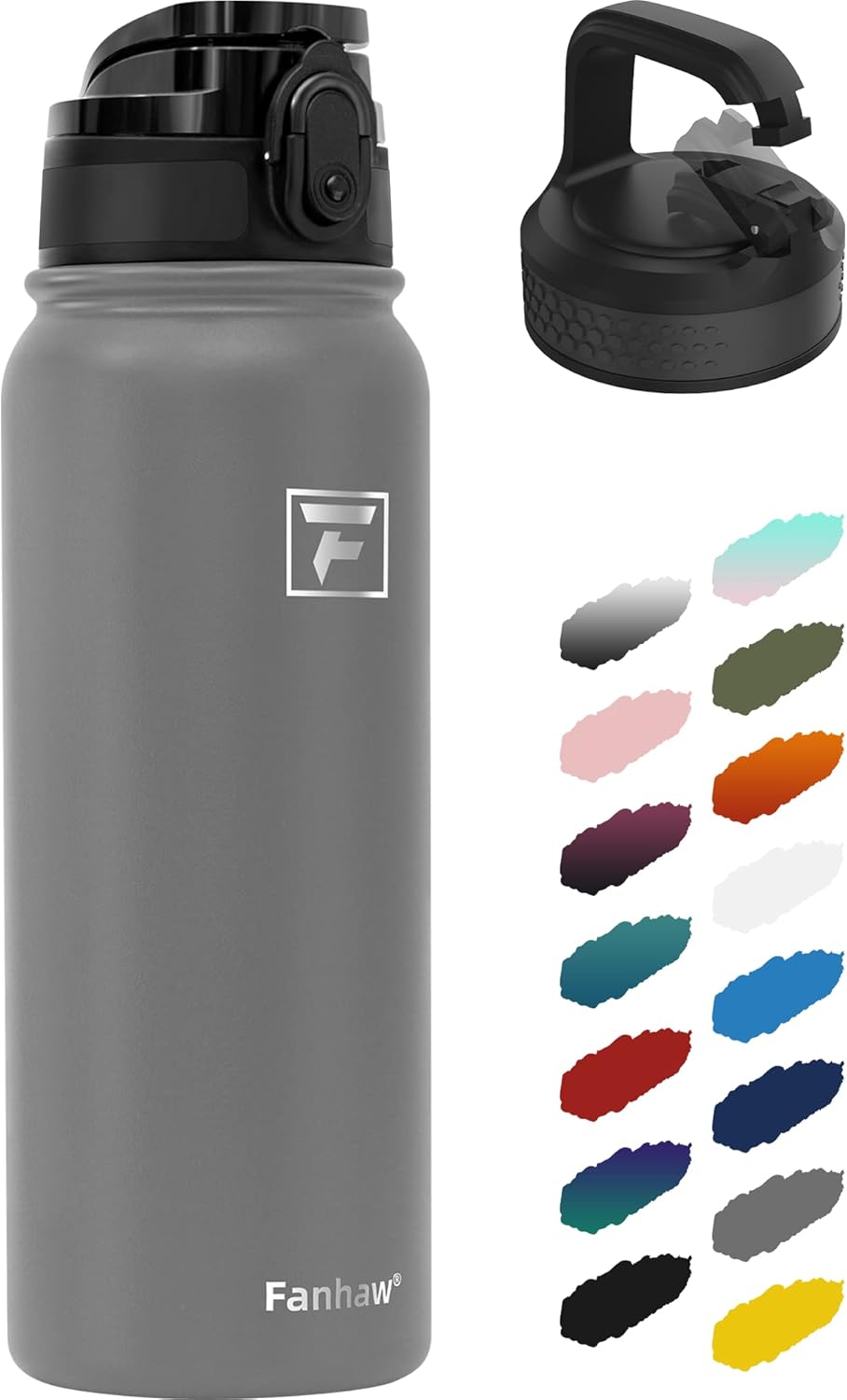 Fanhaw 20 oz Insulated Stainless Steel Water Bottle with Anti-Dust Chug Lid, Leakproof Vacuum Metal Everyday Use Bottle for Kids, Teens & Adults, Back to School Essentials (Green Blue)
