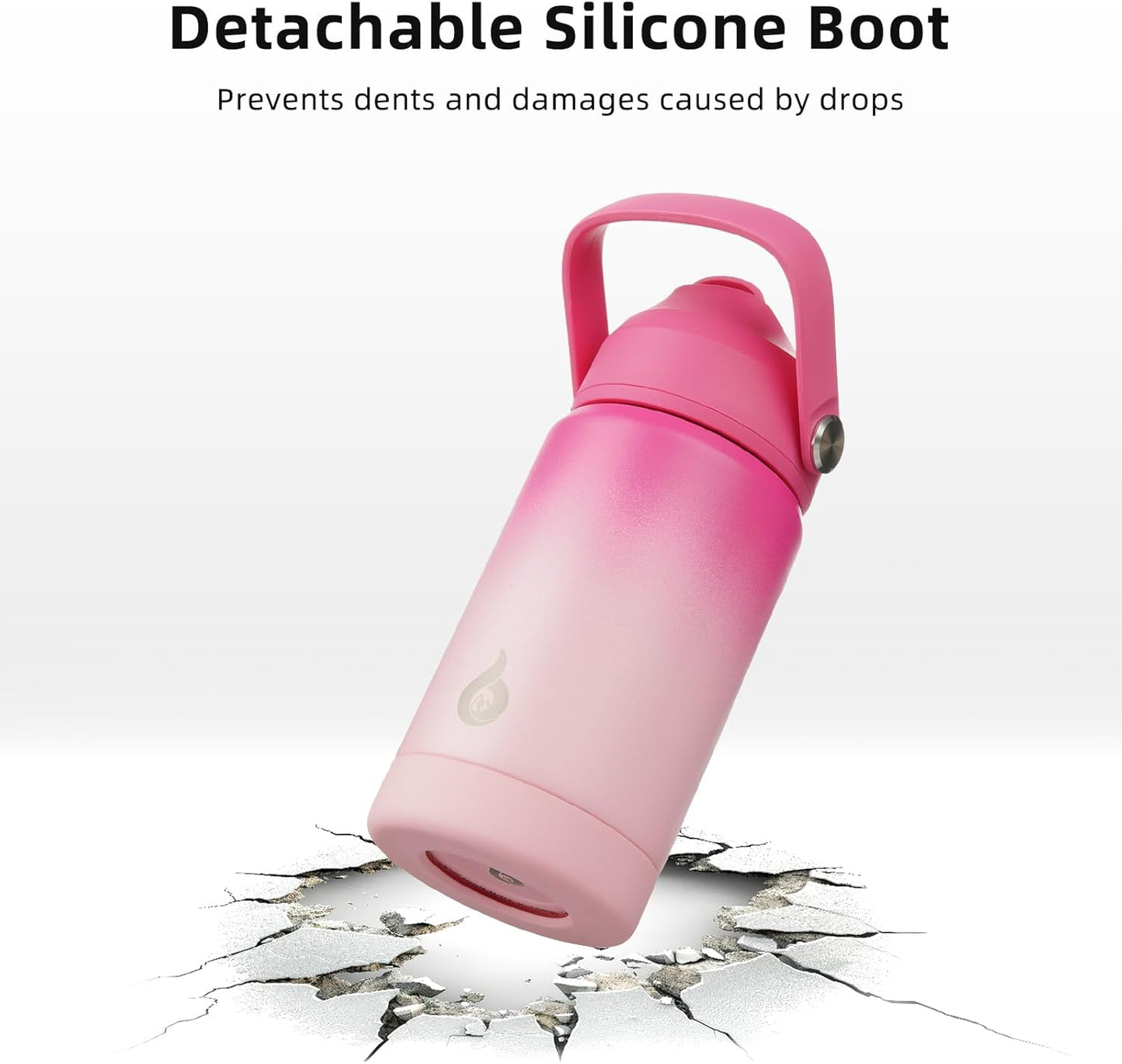 BJPKPK Insulated Water Bottle with Straw Lid, 18oz Thermo Water Bottles with Soft Nozzle, Flex Handle & Non-slip Boot, BPA Free Leak Proof Stainless Steel Metal Thermo, Tumblers, Cups,Sea Salt