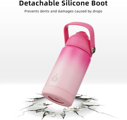 BJPKPK Insulated Water Bottle with Straw Lid, 18oz Thermo Water Bottles with Soft Nozzle, Flex Handle & Non-slip Boot, BPA Free Leak Proof Stainless Steel Metal Thermo, Tumblers, Cups,Sea Salt