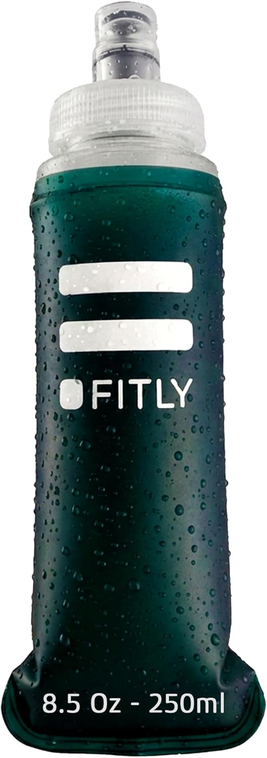 FITLY Soft Flask - Shrink As You Drink Soft Water Bottle for Hydration Pack - Folding Water Bottle Ideal for Running, Hiking, Cycling, Climbing & Rigorous Activity