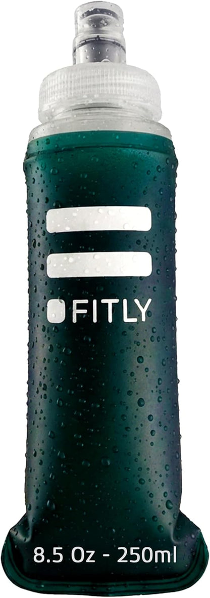 FITLY Soft Flask - Shrink As You Drink Soft Water Bottle for Hydration Pack - Folding Water Bottle Ideal for Running, Hiking, Cycling, Climbing & Rigorous Activity