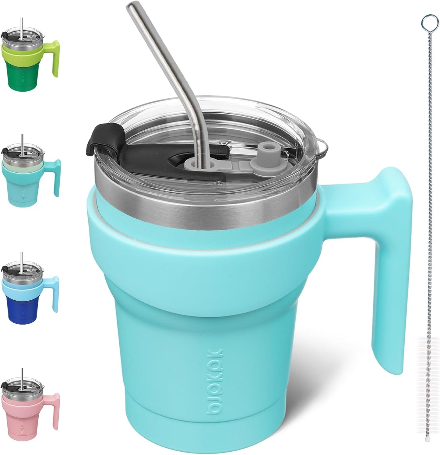 BJPKPK Tumbler With Handle And Straw Lid 40 oz Stainless Steel Insulated Coffee Tumbler Cups For Home, Office or Car,Turquoise