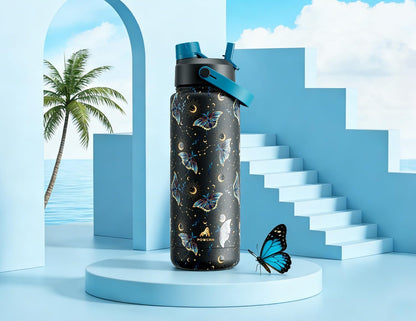 POWCAN 26 oz Insulated Water Bottle with 2-in-1 Straw and Spout Lid, Keep Cold 24H, Leak-Proof, Fits in Car Cup Holder, Stainless Steel Water Bottle for Sports, Travel, and School (Mint)
