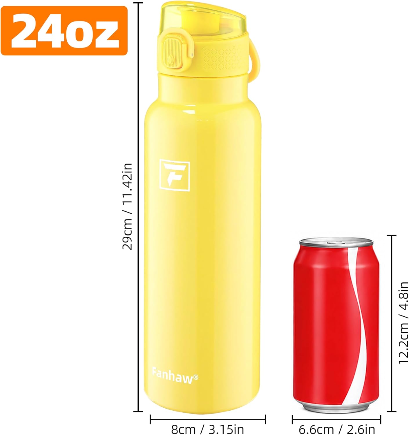 Fanhaw 24 oz Insulated Water Bottle with Soft Silicone Spout Lid, Leakproof Stainless Steel Vacuum Bottle for School, Sports& Daily Use, Kids, Teens& Adults, Back to School Essentials (Pink)