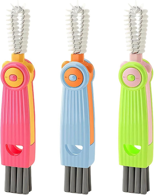 3 in 1 Cup Lid Gap Cleaning Brush Set, 3PCS Multifunctional Bottle Cleaner Bottle Cleaning Brush for Bottle Gaps Home Kitchen Cleaning Tools Mixed Colors