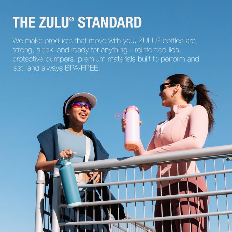 ZULU Powerfill Pro 32oz Stainless Steel Water Bottle with Quick Fill Lid, Triple Walled Vacuum Insulated Metal, Leak Proof Locking Lid, Sip and Chug, Reusable BPA Free, High Tide
