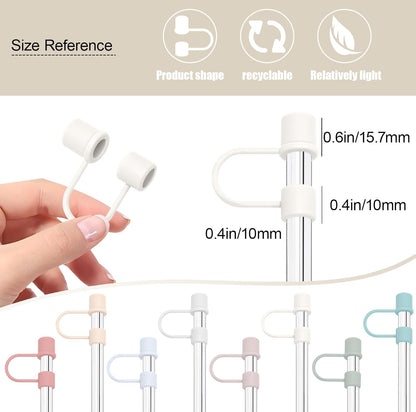 6PCS Silicone Straw Covers Cap Compatible with Stanley Cup 30&40oz Tumbler with Handle 10mm Straw Toppers，Straw Tips Lids Dust-Proof Reusable for Stanley Cup Accessories (White)
